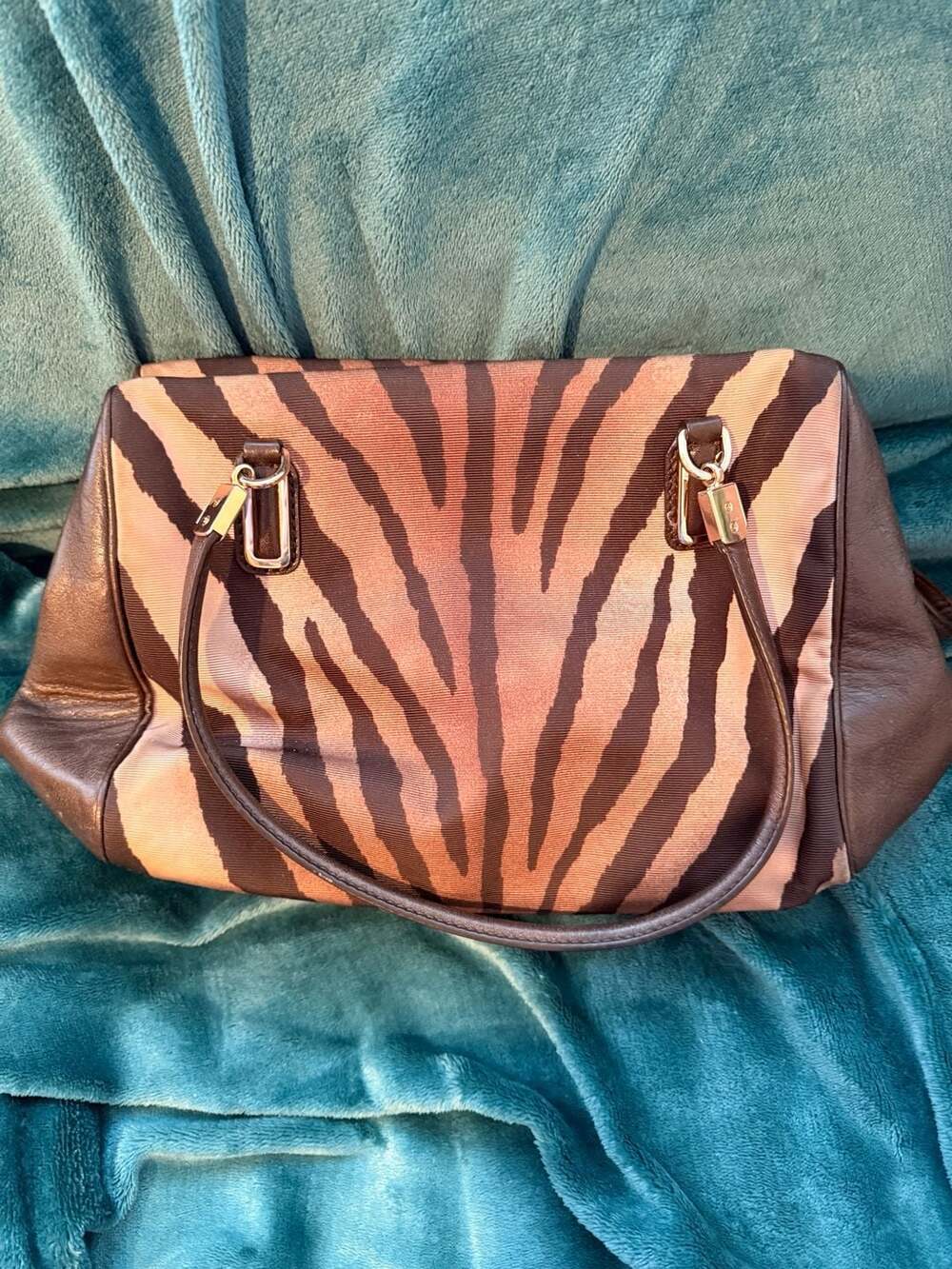 COACH Madison Bag Zebra Animal Print Madeline East West Satchel - Picture 5 of 10